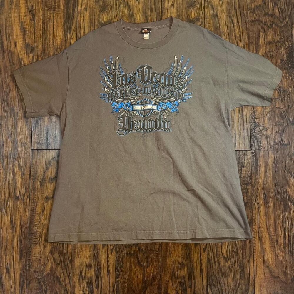 Harley-davidson Men's Brown and Grey T-shirt